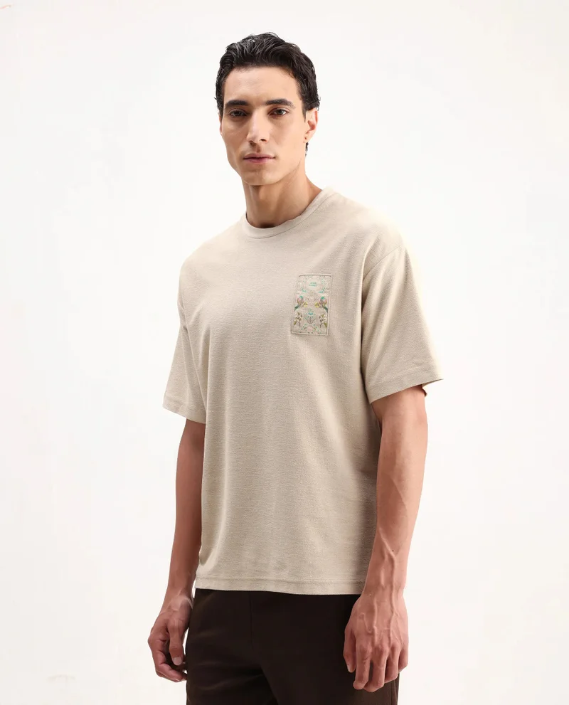 Rare Rabbit Men's Embroidered Badge Oversized T-Shirt