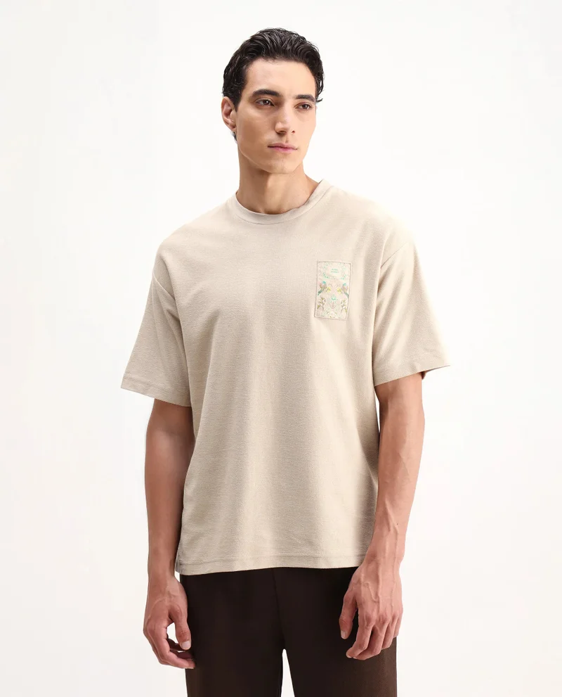 Rare Rabbit Men's Embroidered Badge Oversized T-Shirt
