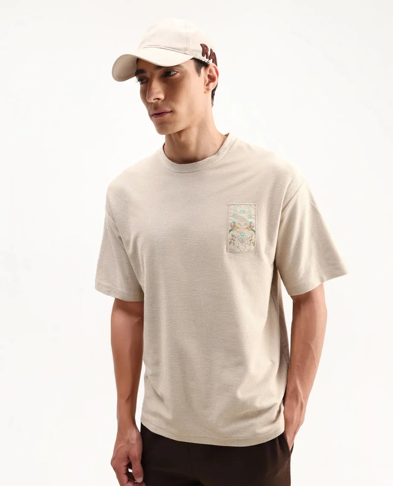 Rare Rabbit Men's Embroidered Badge Oversized T-Shirt