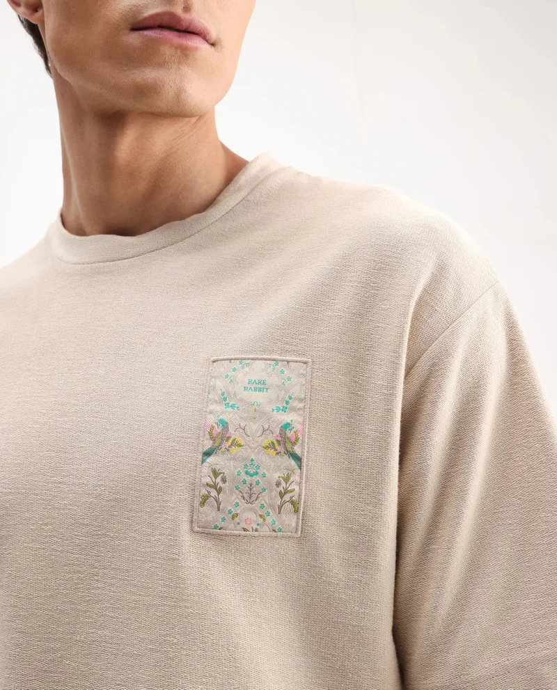 Rare Rabbit Men's Embroidered Badge Oversized T-Shirt