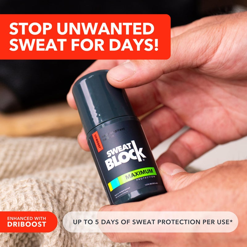 SweatBlock Maximum Strength Roll-On Antiperspirant for Men and Women 1.2 FL OZ Hyperhidrosis and Odor Control Formula Blocks Excessive Sweat for Days Per Application Dermatologist Recommended Solution - Image 2