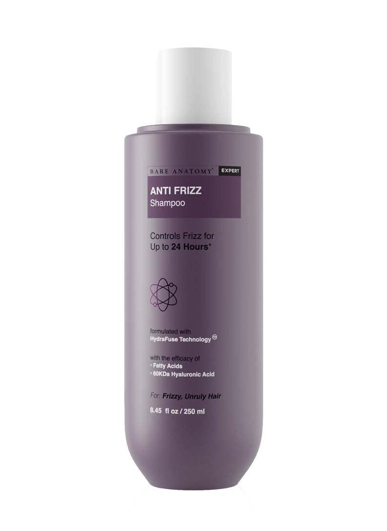 BARE ANATOMY Bare Anatomy Anti Frizz Shampoo, Frizz Control Upto 24 Hrs, Powered By Hyaluronic Acid & Fatty Acids, Smooth, Shiny & Frizz Free Hair, Paraben & Sulphate Free, Women & Men, 250Ml 