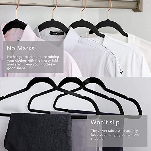 ARLICORPING Velvet Hangers Non-Slip Premium Suit Hangers Ultra Thin Space Saving 360 Degree Swivel Hook Clothes Hangers (Black, 30) - Image 5