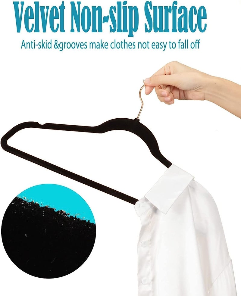 ARLICORPING Velvet Hangers Non-Slip Premium Suit Hangers Ultra Thin Space Saving 360 Degree Swivel Hook Clothes Hangers (Black, 30) - Image 4