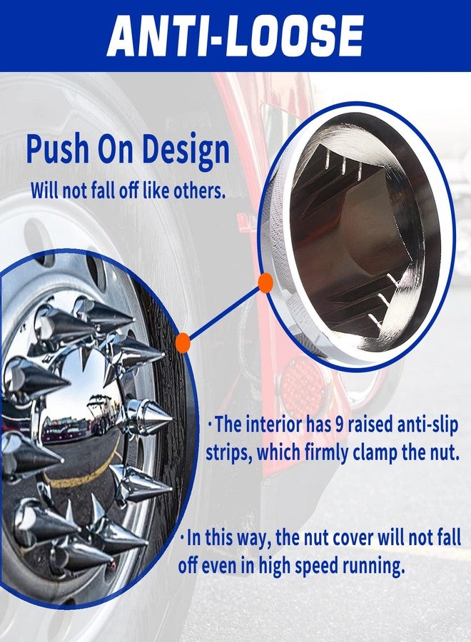 GREPSPUD 33mm x 4 3/4" Chromed Spike Lug Nuts Covers Push On, Truck Chrome ABS Plastic Pointed Spiked Push-on Lug Nut Cover for Semi Trucks, Pack of 20 - Image 5