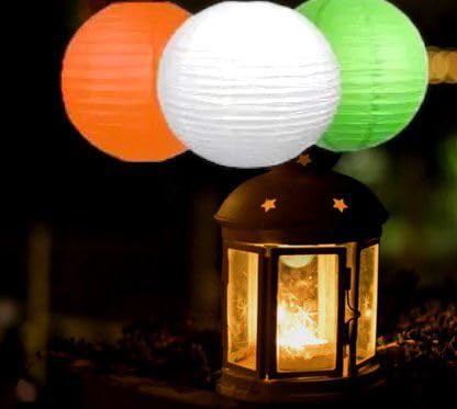 Pop The Party Paper Lamp Lantern Shade for Decoration Independence Day, Republic Day (12 Inch; White,Green,Orange) 3Pieces - Image 2