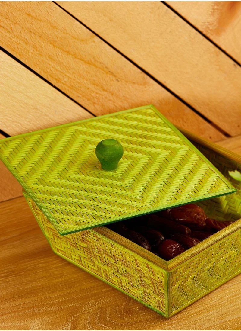 Ayra Green Bamboo Basket with Lid