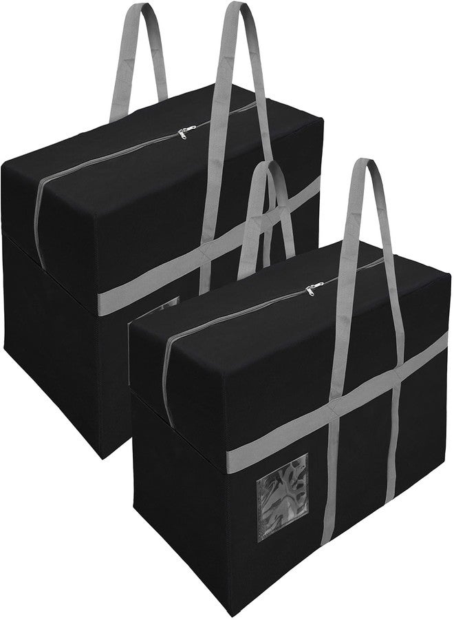 Storite 2 Pack Extra Large 128 L Nylon Moisture Proof Multipurpose Heavy Duty Storage Bag for Toys/Stationery/Blankets/Clothes/Moving Bag With Strong Reinforced Handles Rectangular(Black,80x40x40 cm) - Image 1