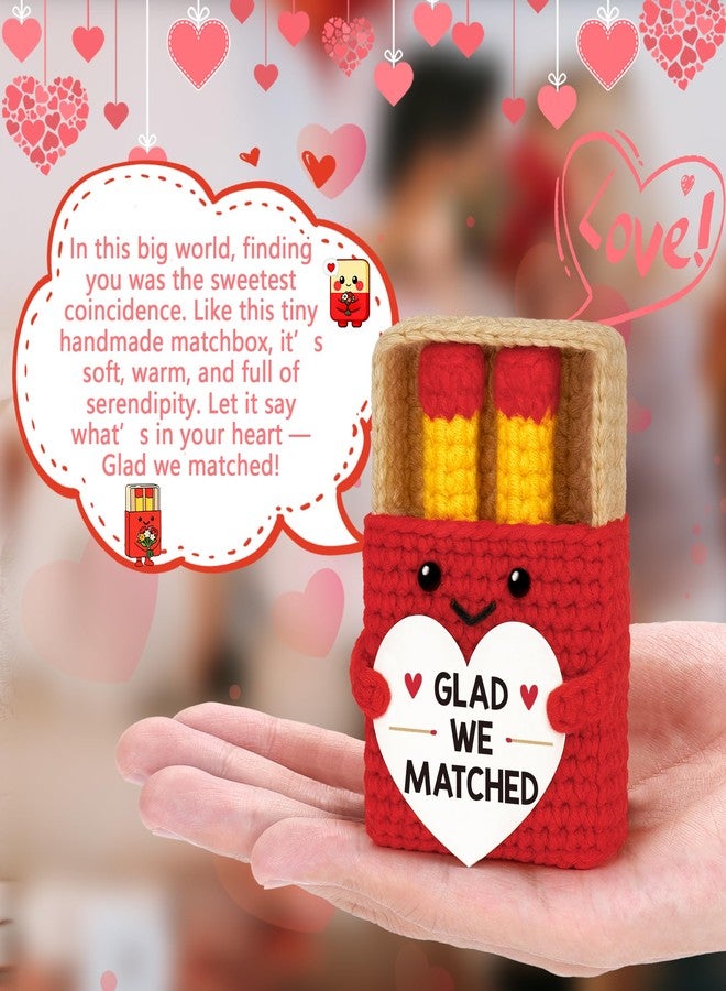 BVXFR Valentines Day Her Him Gifts for Girlfriend Boyfriend Anniversary Wife Husband Birthday Gifts for Couple Fiance Glad We Matched Met Online Gift Valentines Day Handmade Crochet Matches Decor - Image 2