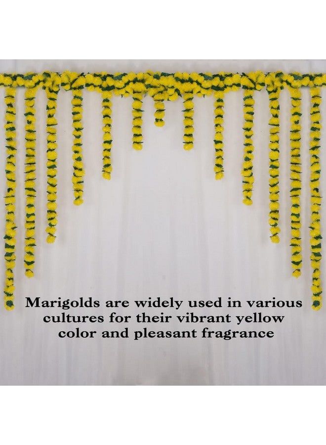 Marubhumi Artificial Marigold Flower Strands Garland for Diwali Decor,5 Feet Long Strands, Garland for Decoration, Diwali Decorations for Home, Christmas Decor Wedding Decor, Yellow & Green- 5 PCS - Image 5
