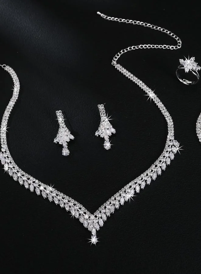 Take Two Take Two Embellished Necklace, Bracelet, Ring and Earrings Jewelry Set