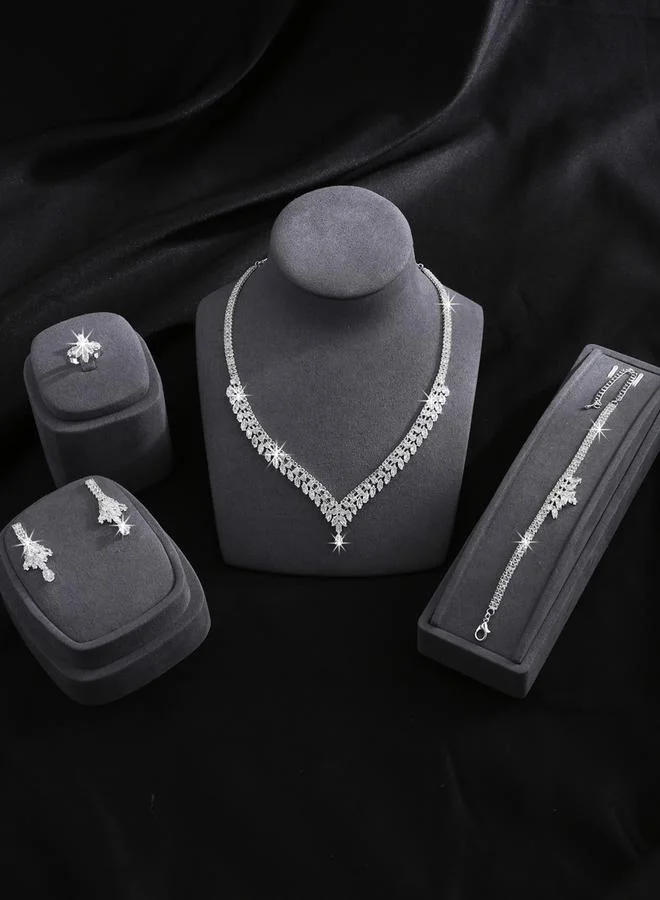 Take Two Take Two Embellished Necklace, Bracelet, Ring and Earrings Jewelry Set