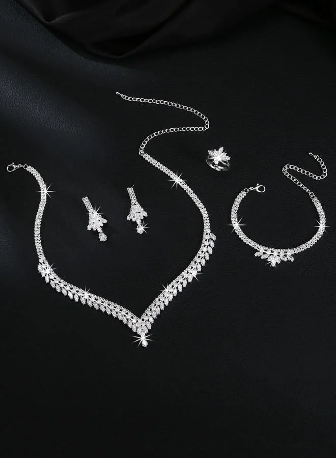 Take Two Take Two Embellished Necklace, Bracelet, Ring and Earrings Jewelry Set