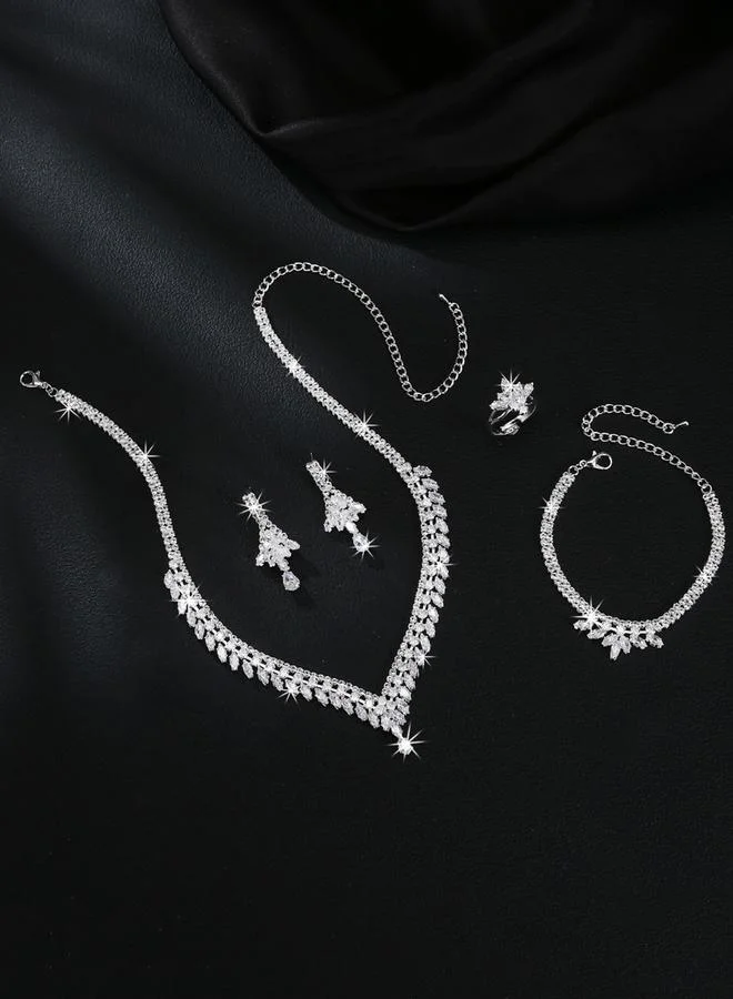 Take Two Take Two Embellished Necklace, Bracelet, Ring and Earrings Jewelry Set