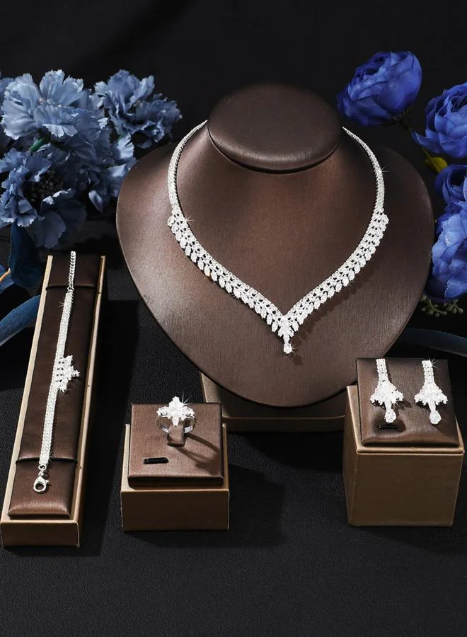 Take Two Take Two Embellished Necklace, Bracelet, Ring and Earrings Jewelry Set