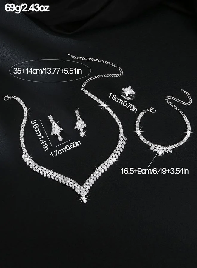 Take Two Take Two Embellished Necklace, Bracelet, Ring and Earrings Jewelry Set
