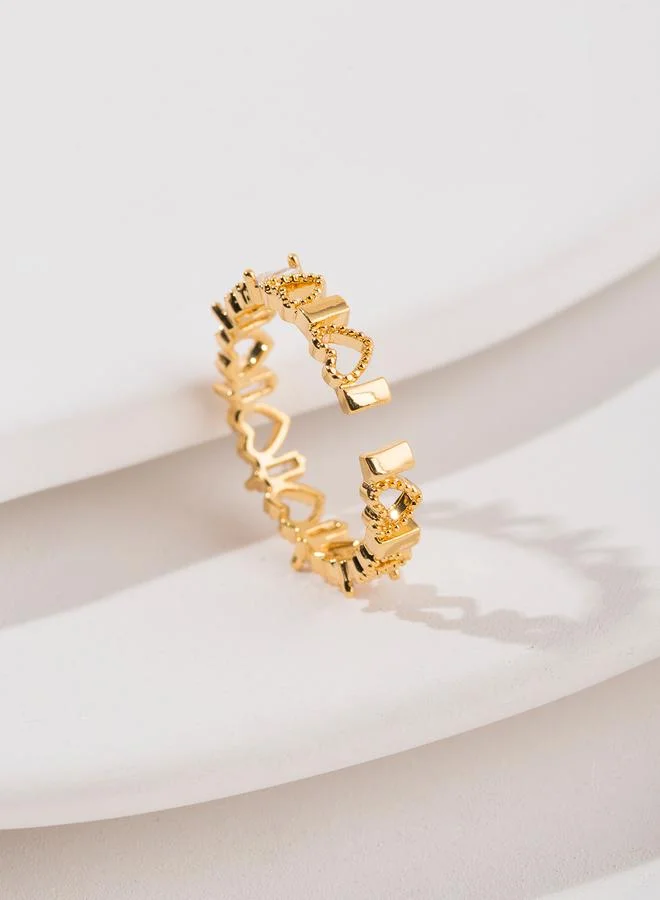 Take Two Gold Tone Heart-Shaped Rhinestone embellished Ring