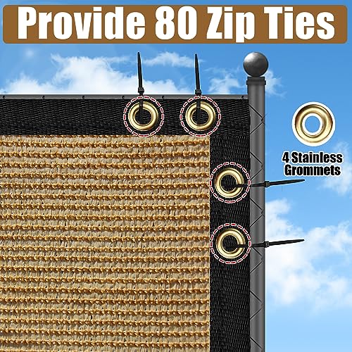 BADAO Sand 6FT X 50FT Outdoor Privacy Screen Fence & Mesh Shade Net Cover, Ideal for Garden and Backyard - Enhances Privacy for Fencing & Chain Link, Perfect for Patio Privacy Wall, Slats，Freestanding - Image 3