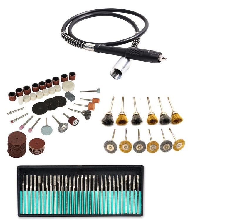 Digital Craft Digital Craft Rotary Tool Accessories Kit Mini Drill Bit Set with 32mm Mandrel in Electric Drill with Grinder Shaft 105Pc Rotary Tool Set 30Pc Diamond Burs 12Pc Wire Brush  - Image 1