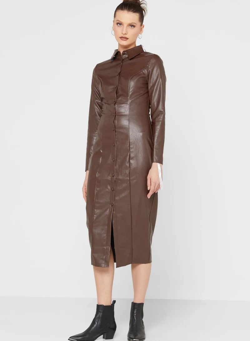 Missguided Button Detail Shirt Dress