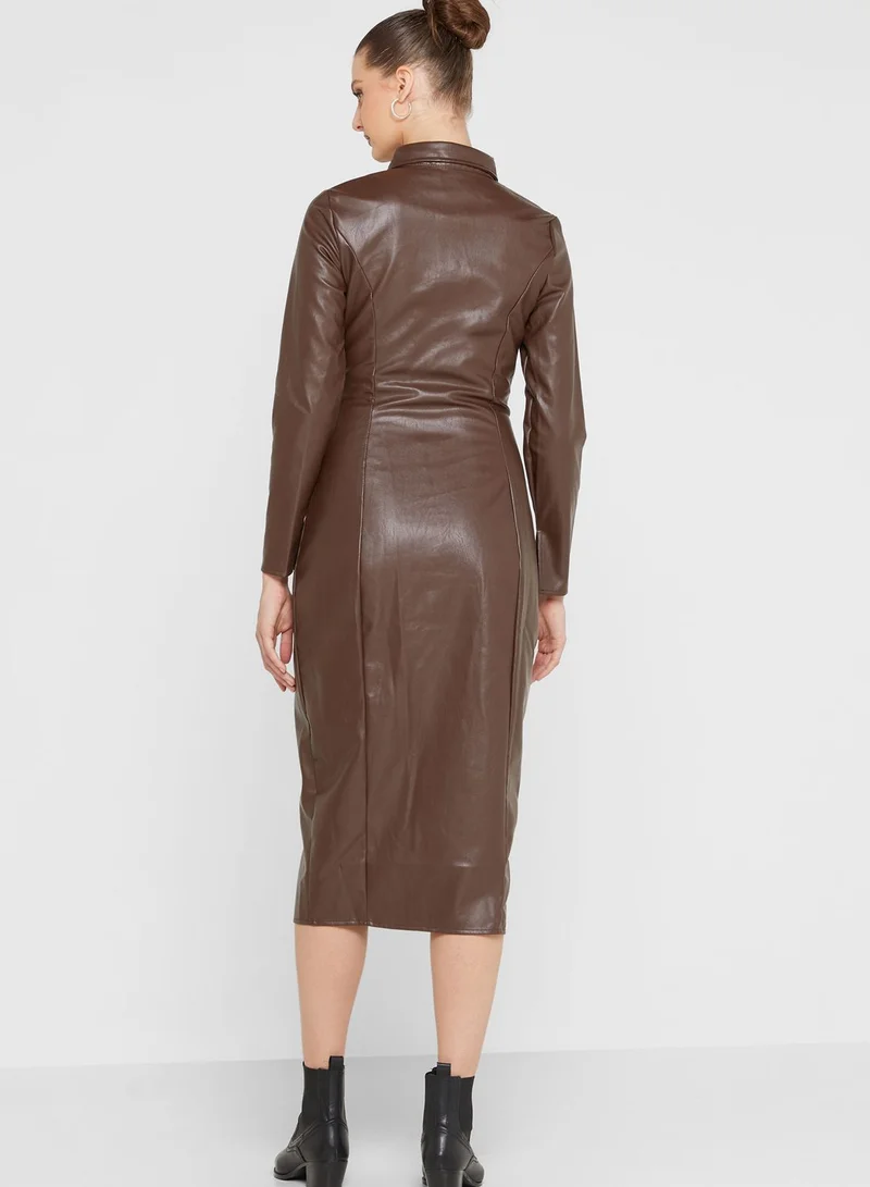 Missguided Button Detail Shirt Dress