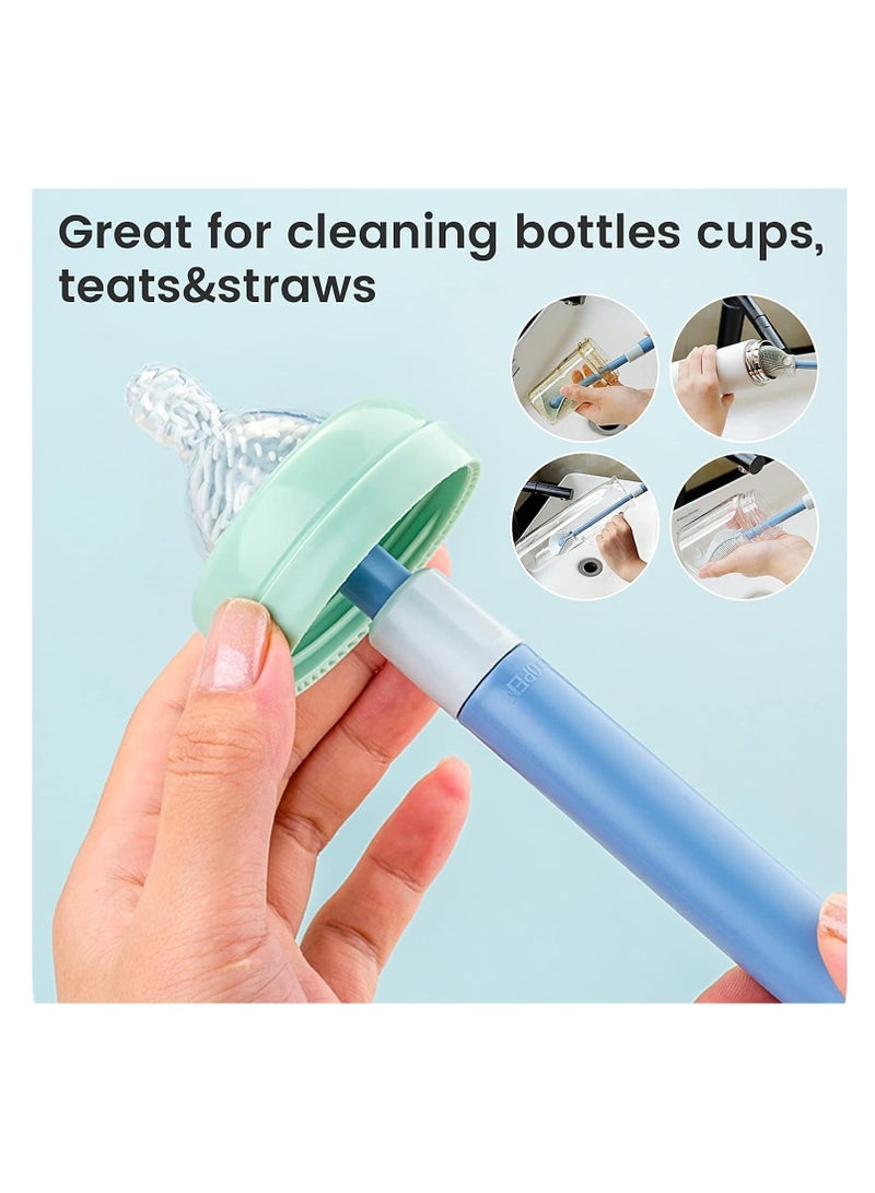 SYOSI Extendable Baby Bottle Brush, Long Handle Bottle Cleaning Tool, Pacifier Brush, Silicone Cleaning Brush, Flexible Brush Head, 11-inch Extended Handle, for Glass Thermos Bottle 3PCS - Image 2