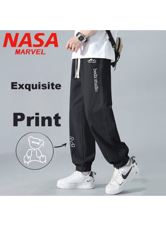 Nasa Marvel Casual Pants For Men, Spring And Autumn American-style Workwear Versatile Trousers, Casual Trendy Spring Pants, Black, 3XL - Image 1