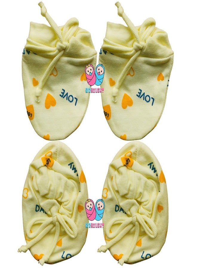 Bigbought Newborn Baby Dori Mittens I Love Mom & Dad Print Infant Toddler Gloves No Scratch Mittens Gloves for 0-6 Months Baby Boys Girls (Combo of 8 Pairs / 4 Sets) - Image 3
