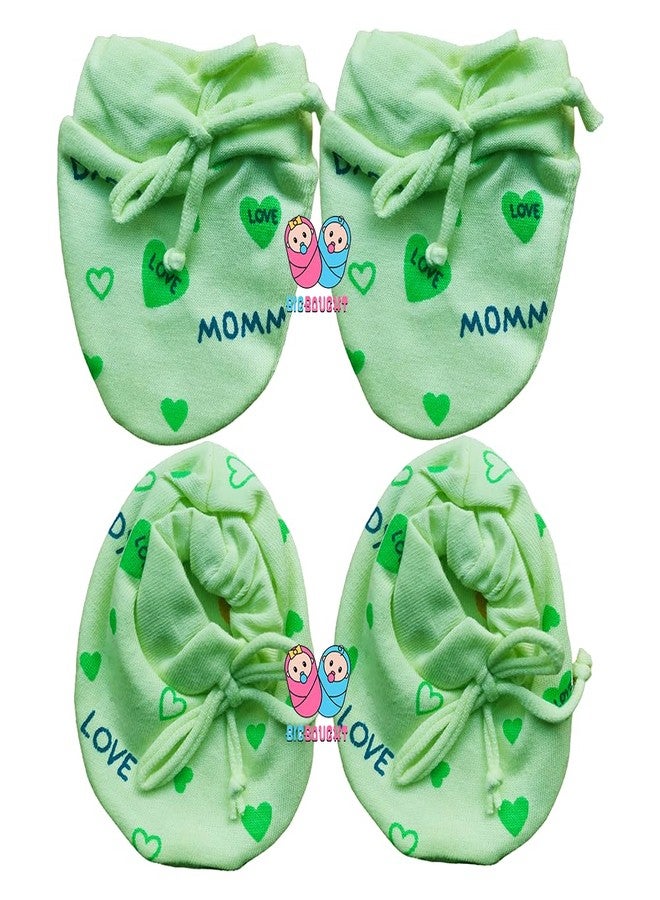 Bigbought Newborn Baby Dori Mittens I Love Mom & Dad Print Infant Toddler Gloves No Scratch Mittens Gloves for 0-6 Months Baby Boys Girls (Combo of 8 Pairs / 4 Sets) - Image 4
