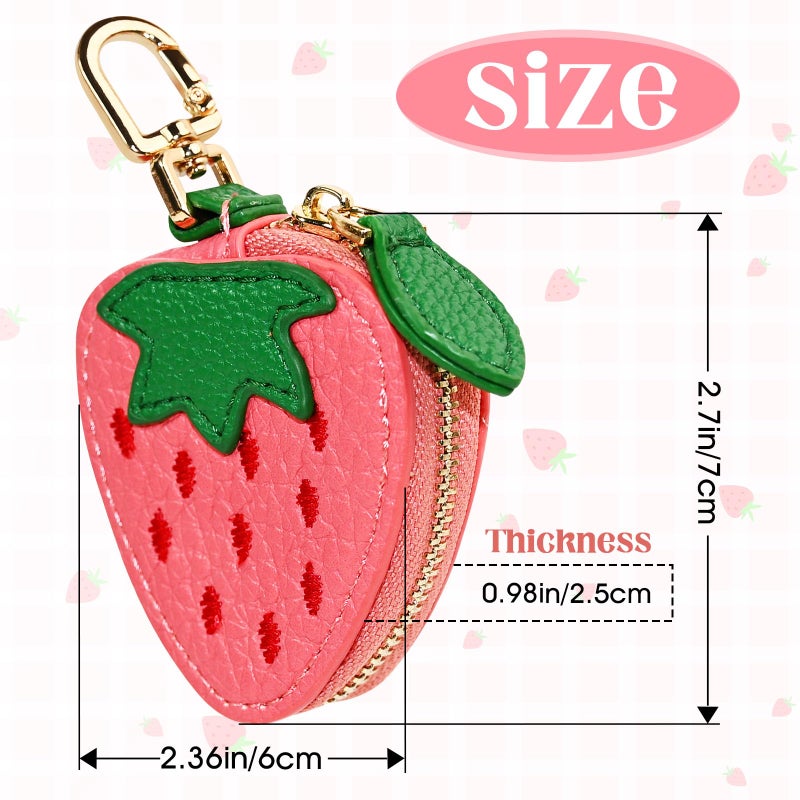 AUUTI Fruit Coin Purse Keychain - Cute Mini Leather Coin Pouch Keychain for Backpack Decoration, Fruit Keychain Gift for Women Girls - Image 2