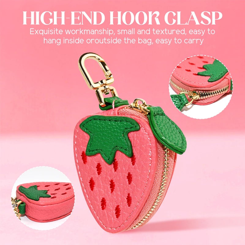 AUUTI Fruit Coin Purse Keychain - Cute Mini Leather Coin Pouch Keychain for Backpack Decoration, Fruit Keychain Gift for Women Girls - Image 5