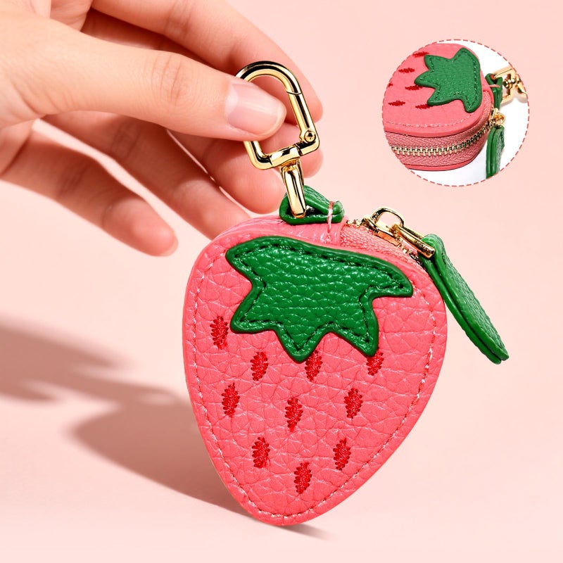 AUUTI Fruit Coin Purse Keychain - Cute Mini Leather Coin Pouch Keychain for Backpack Decoration, Fruit Keychain Gift for Women Girls - Image 3