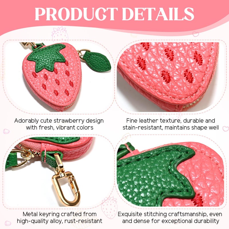AUUTI Fruit Coin Purse Keychain - Cute Mini Leather Coin Pouch Keychain for Backpack Decoration, Fruit Keychain Gift for Women Girls - Image 4