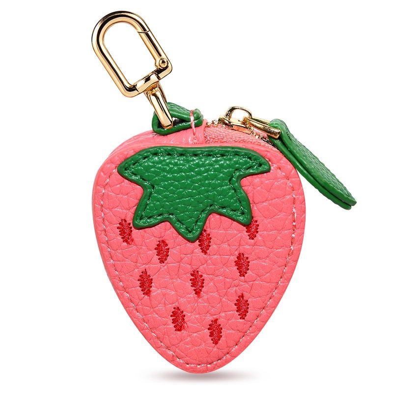 AUUTI Fruit Coin Purse Keychain - Cute Mini Leather Coin Pouch Keychain for Backpack Decoration, Fruit Keychain Gift for Women Girls - Image 1