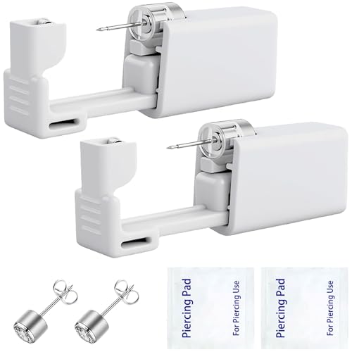 SLVIEKAE Ear Piercing Gun, Disposable Ear Piercing Kit with CZ Earring Stud, No Pain Easy Use at Home (3mm) - Image 1