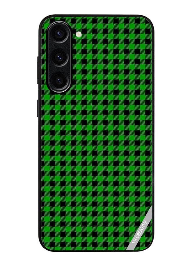 VR CREATIVE Protective Case Cover For Samsung Galaxy S23 Green And Black Buffalo Plaid Texture Checkered Seamless Pattern Design Multicolour - Image 1