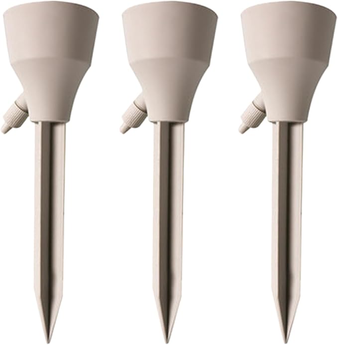 Cream Colored Plant Watering Spikes 3 Pieces Automatic Irrigation Adjustable Control Valve - Image 1