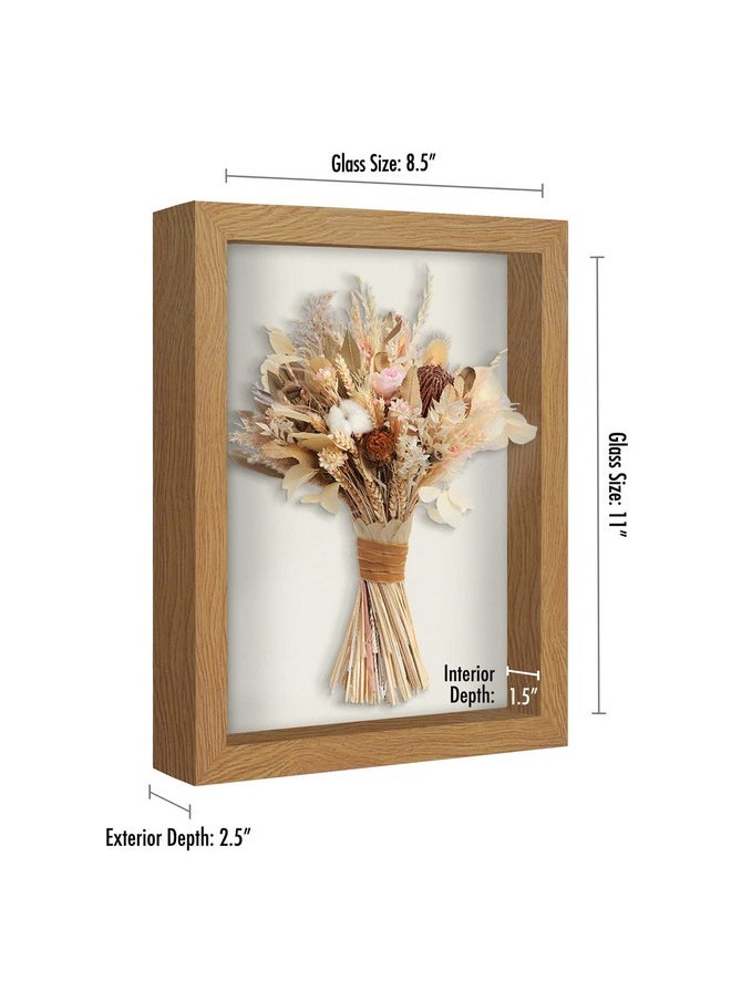 Americanflat 8.5X11 Shadow Box Frame In Dark Oak With Soft Linen Back Engineered Wood With Polished Glass Large Shadow Box Frame For Wall And Tabletop  - Image 3