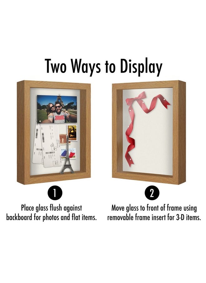 Americanflat 8.5X11 Shadow Box Frame In Dark Oak With Soft Linen Back Engineered Wood With Polished Glass Large Shadow Box Frame For Wall And Tabletop  - Image 5