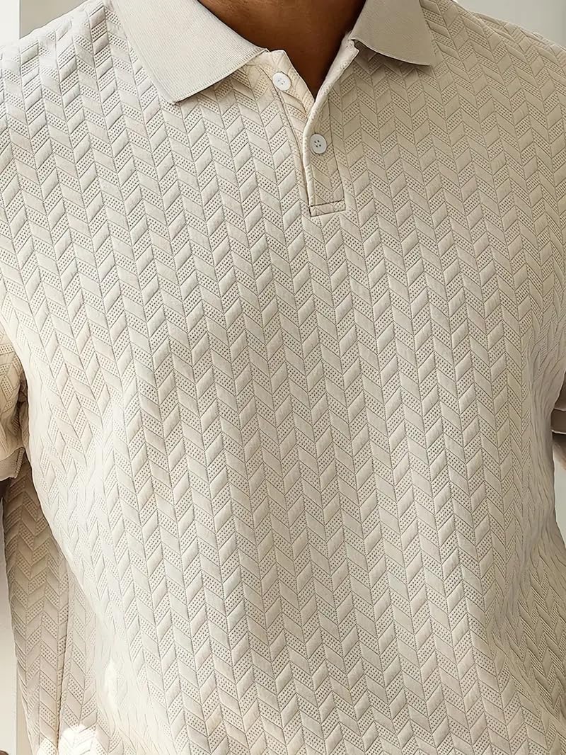 Trillion Jacquard Men's Polo T Shirt for Men (Polyester Blend | Regular Fit) Beige - Image 3