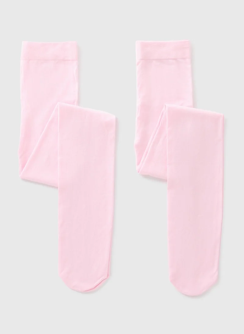 Matalan 2 Pack Girls Pink Opaque Tights