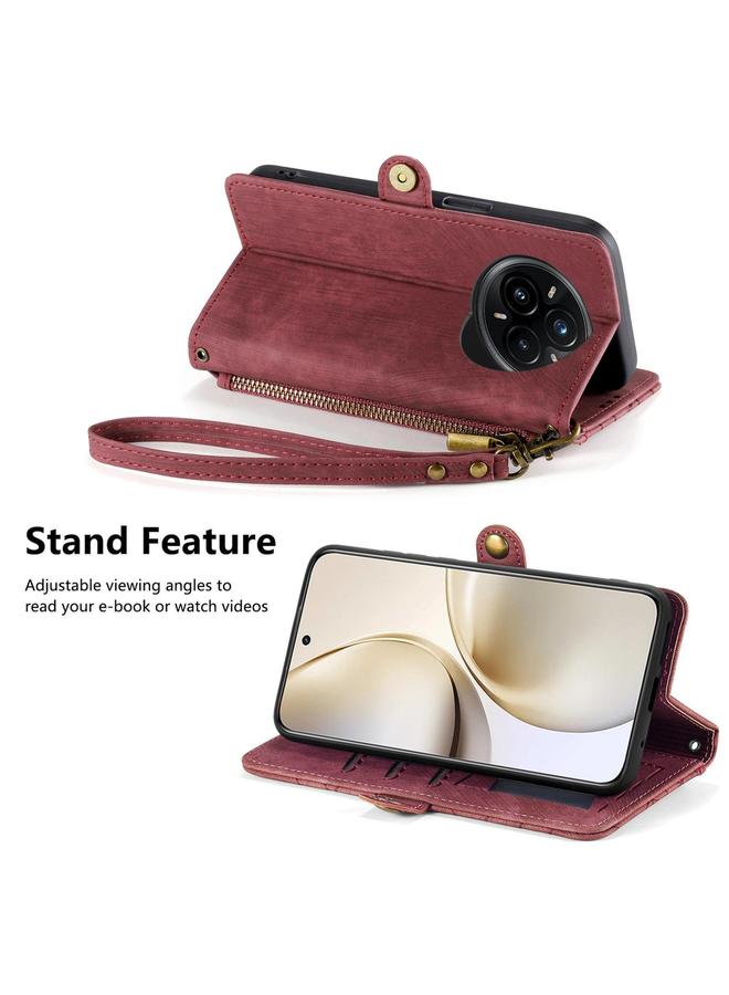 erorex Case For Realme 14 Pro+ Geometric Zipper Wallet Side Buckle Leather Phone Case - Image 4