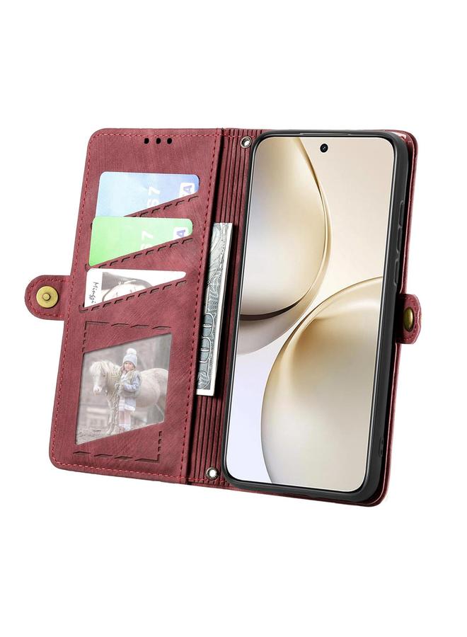 erorex Case For Realme 14 Pro+ Geometric Zipper Wallet Side Buckle Leather Phone Case - Image 3