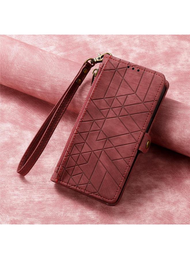 erorex Case For Realme 14 Pro+ Geometric Zipper Wallet Side Buckle Leather Phone Case - Image 5