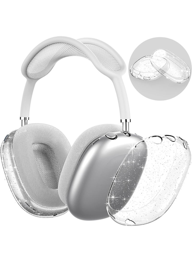 سيوسي Clear Case for Air-Pods Max, Soft TPU Protective Cover for Ear Cups and Headband, with Glitter Finish, Anti-Fingerprint, Scratch/Dust Shield, Transparent Accessory Case with Sparkle Design - Image 1
