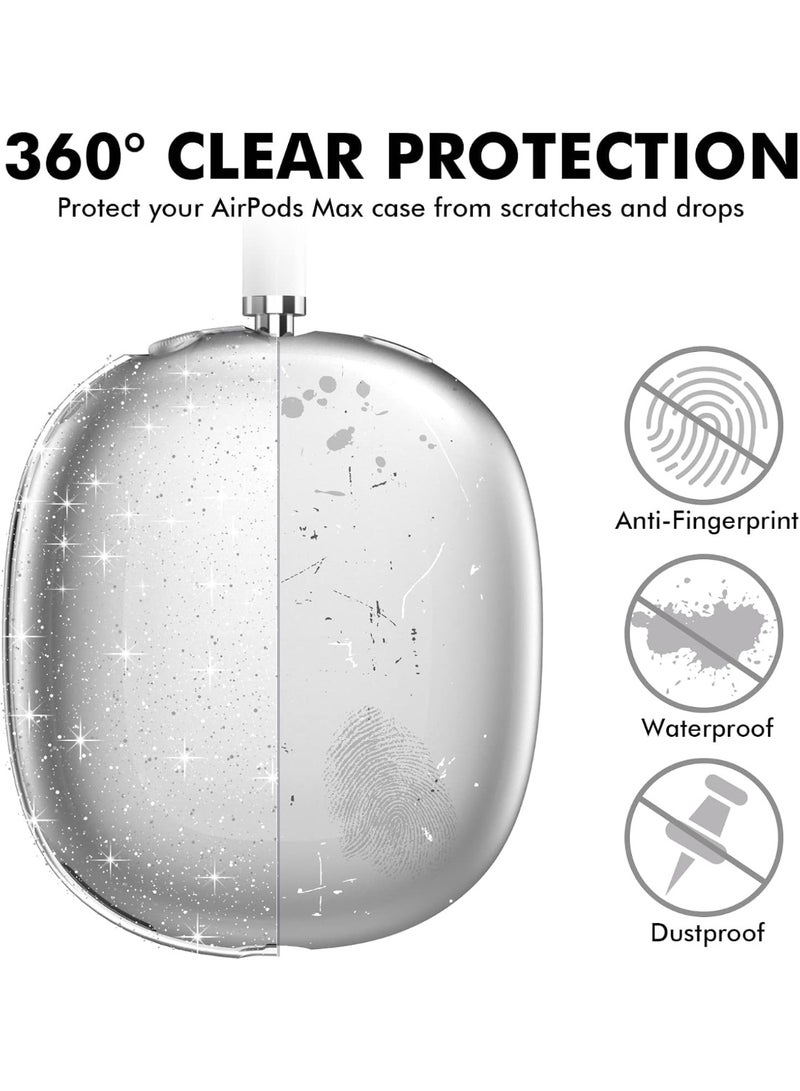 سيوسي Clear Case for Air-Pods Max, Soft TPU Protective Cover for Ear Cups and Headband, with Glitter Finish, Anti-Fingerprint, Scratch/Dust Shield, Transparent Accessory Case with Sparkle Design - Image 2