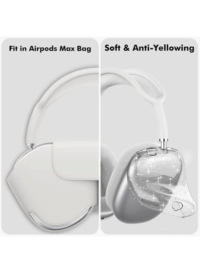 سيوسي Clear Case for Air-Pods Max, Soft TPU Protective Cover for Ear Cups and Headband, with Glitter Finish, Anti-Fingerprint, Scratch/Dust Shield, Transparent Accessory Case with Sparkle Design - Image 4