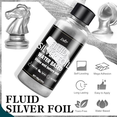 Limino Metallic Silver Paint - 3.5oz Water Based Silver Leaf Paint and 3.5oz Varnish, Ultra Shining Gilding Metallic Acrylic for Painting, Art Craft , Home Decor, Ideal for Canvas, Wood, Metal, Plaster, Stone - Image 3