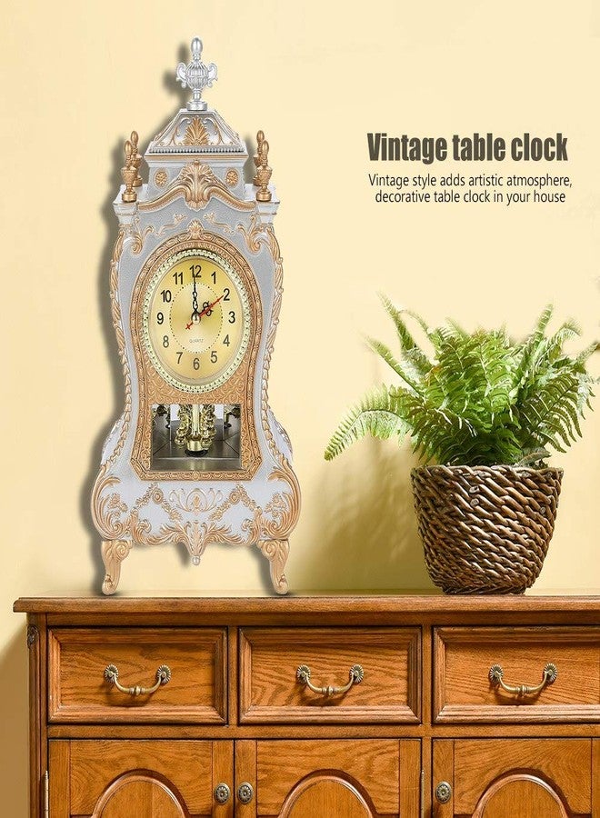 YUYTE Antique Clock, Retro European Wall Clock Vintage European- Table Desk Clock Vintage Desk Clock with Moving Pendulum for Home Decoration[01] - Image 2