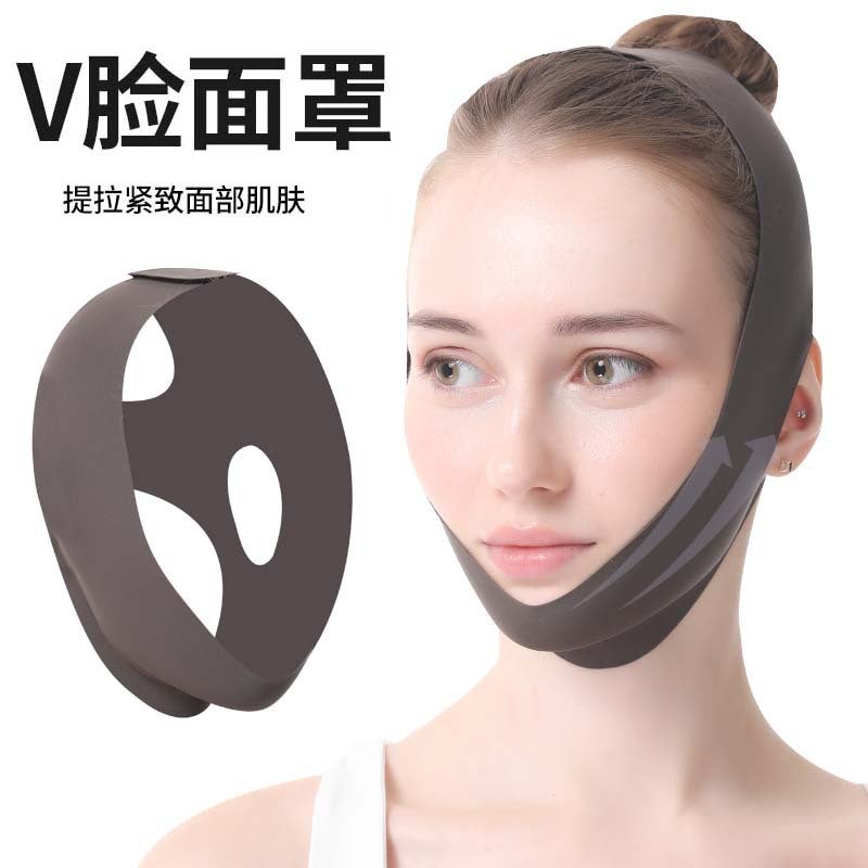 ضمادة وجه رفيعة للنوم ضيقة صغيرة على شكل V للوجه ثنائية الذقن نمط عضلي قناع النوم للذقن المزدوجة - Image 1